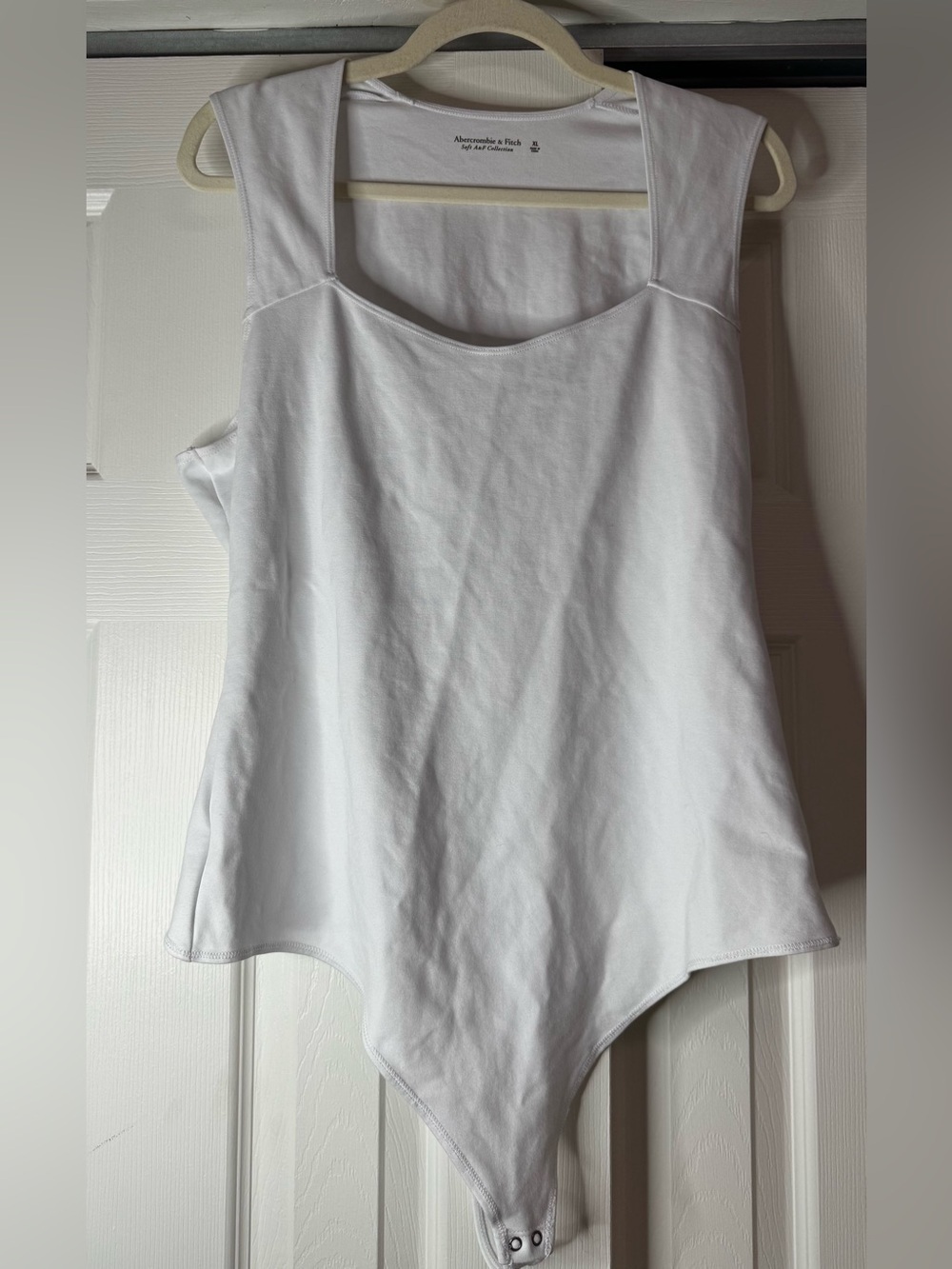 Abercrombie & Fitch White Square Neck Bodysuit - Size XL